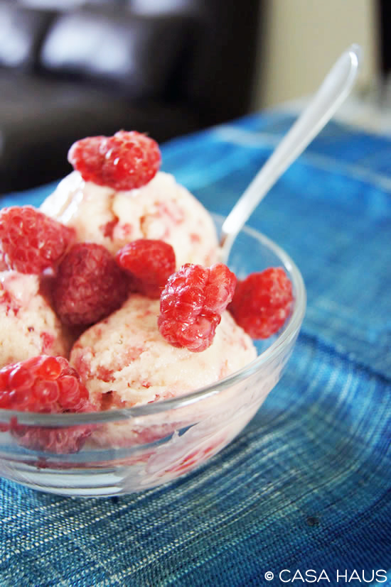 Easy yogurt and raspberry ice cream / Helado de yogurt y frambuesa... facilísimo! / casahaus.net