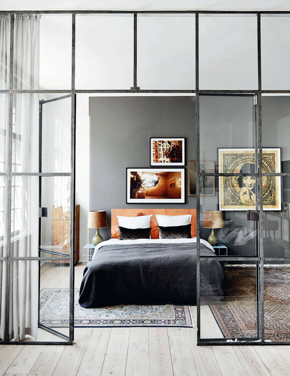 black and copper bedroom