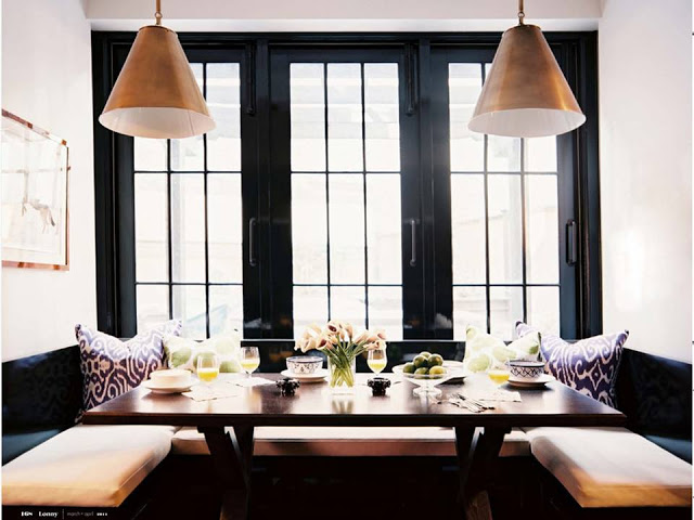 black and copper dining nook