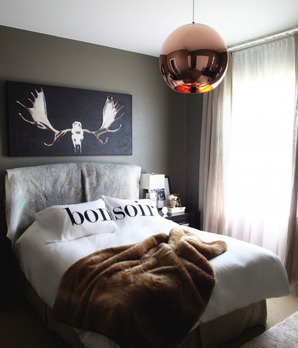 black and copper bedroom