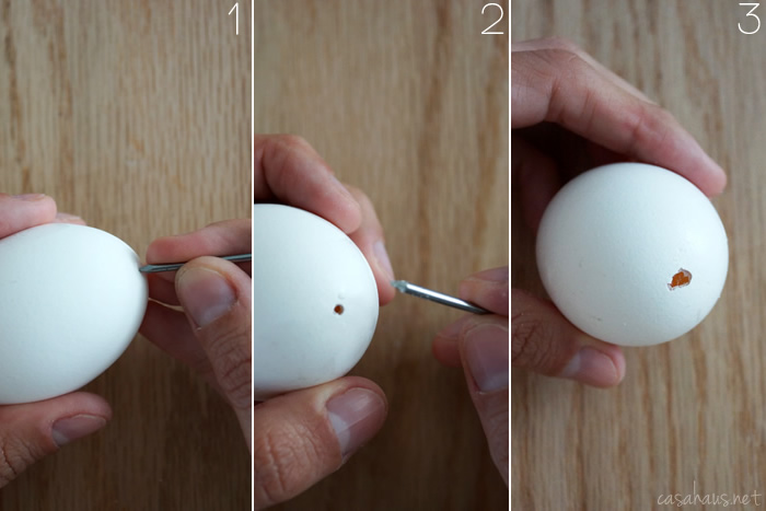 How to make a tiny hole on an egg shell / Cómo hacer un agujerito pequeño en el cascarón de huevo // casahaus.net