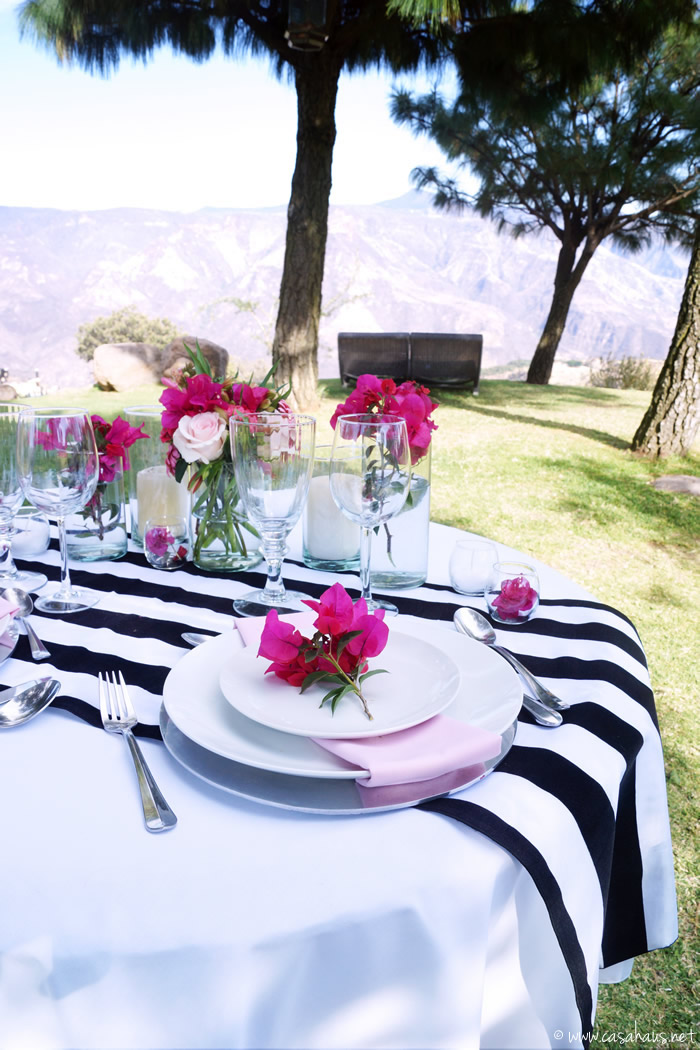 Romantic Spring table setting for two / Una mesa romántica y primaveral por casahaus.net