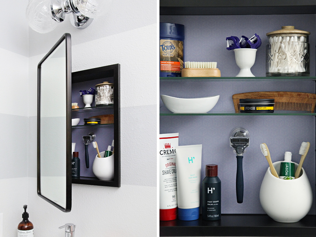 Gabinete de baño moderno y muy organizado